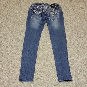 Miss Me Women's Blue Embellished Jeans Sz 27 X 32 indie sleeze